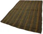 Kıl Çizgili Kahverengi Keçi Kılı İpliğinden El Dokuma Kilim-183x270 - Görsel 3