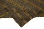 Kıl Çizgili Kahverengi Keçi Kılı İpliğinden El Dokuma Kilim-183x270 - Görsel 6