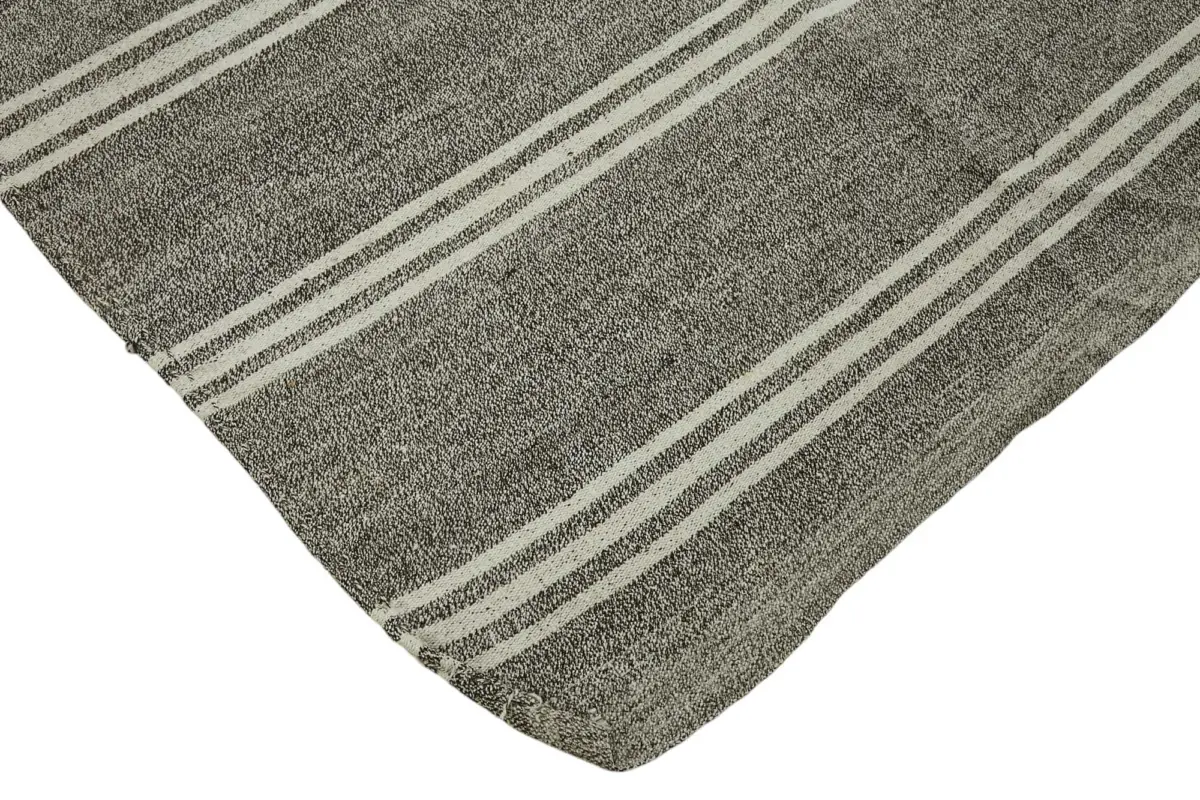 Kıl Çizgili Gri Keçi Kılı İpliğinden El Dokuma Kilim-290x333 - Görsel 4