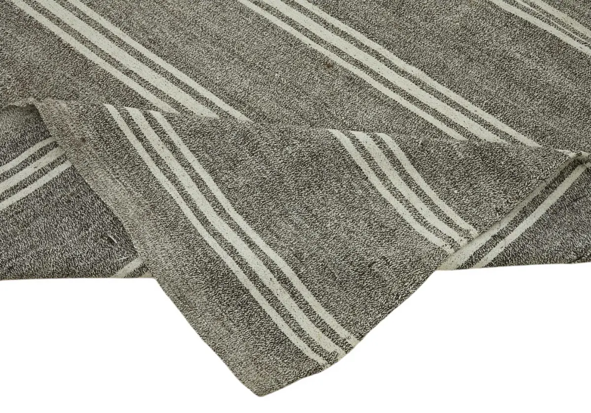Kıl Çizgili Gri Keçi Kılı İpliğinden El Dokuma Kilim-290x333 - Görsel 6