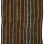 Kıl Çizgili Kahverengi Keçi Kılı İpliğinden El Dokuma Kilim-200x248