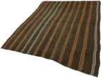 Kıl Çizgili Kahverengi Keçi Kılı İpliğinden El Dokuma Kilim-200x248 - Görsel 3