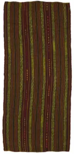Kıl Çizgili Kahverengi Keçi Kılı İpliğinden El Dokuma Kilim-150x354
