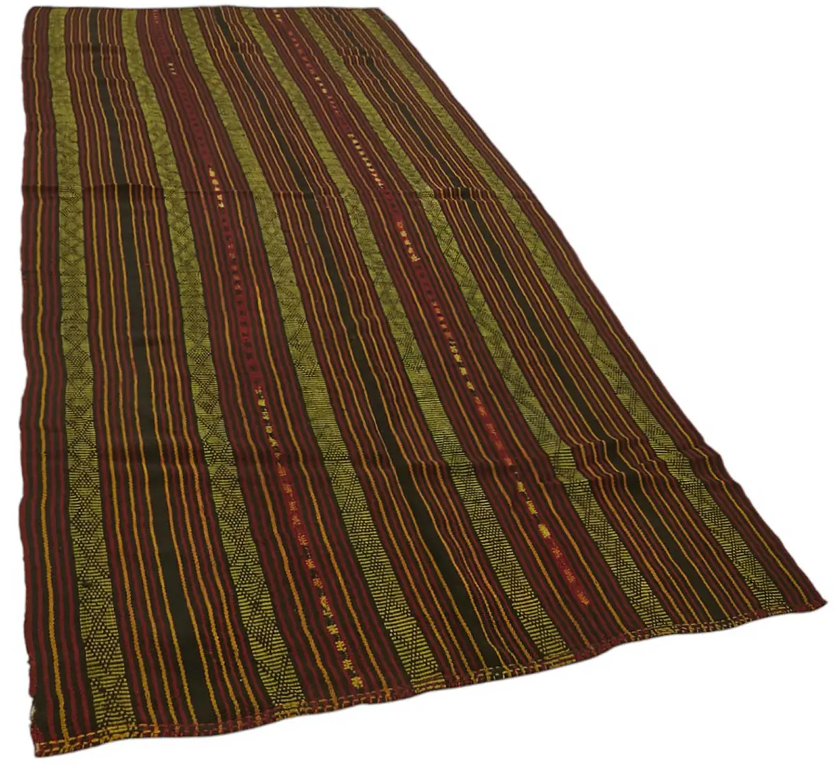 Kıl Çizgili Kahverengi Keçi Kılı İpliğinden El Dokuma Kilim-150x354 - Görsel 2
