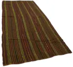 Kıl Çizgili Kahverengi Keçi Kılı İpliğinden El Dokuma Kilim-150x354 - Görsel 2
