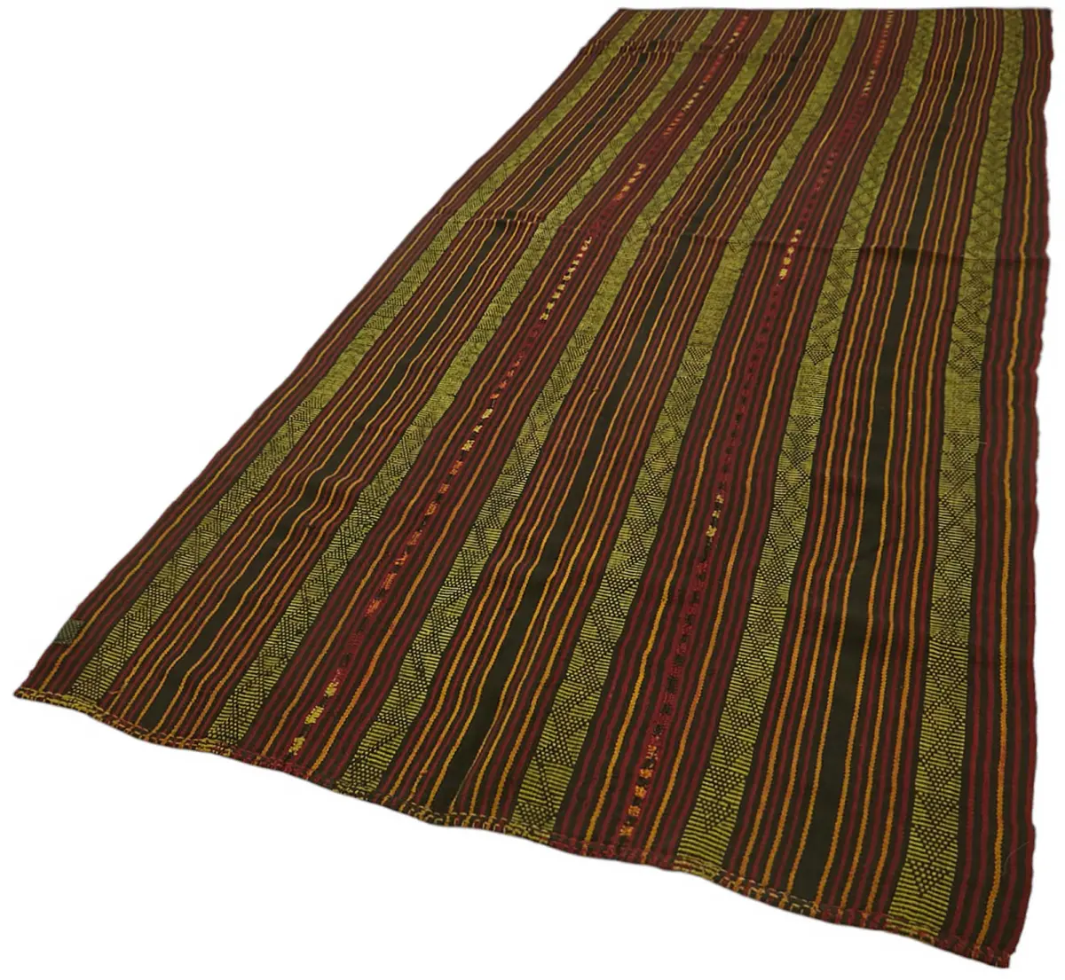 Kıl Çizgili Kahverengi Keçi Kılı İpliğinden El Dokuma Kilim-150x354 - Görsel 3