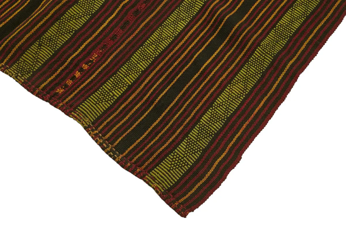 Kıl Çizgili Kahverengi Keçi Kılı İpliğinden El Dokuma Kilim-150x354 - Görsel 4