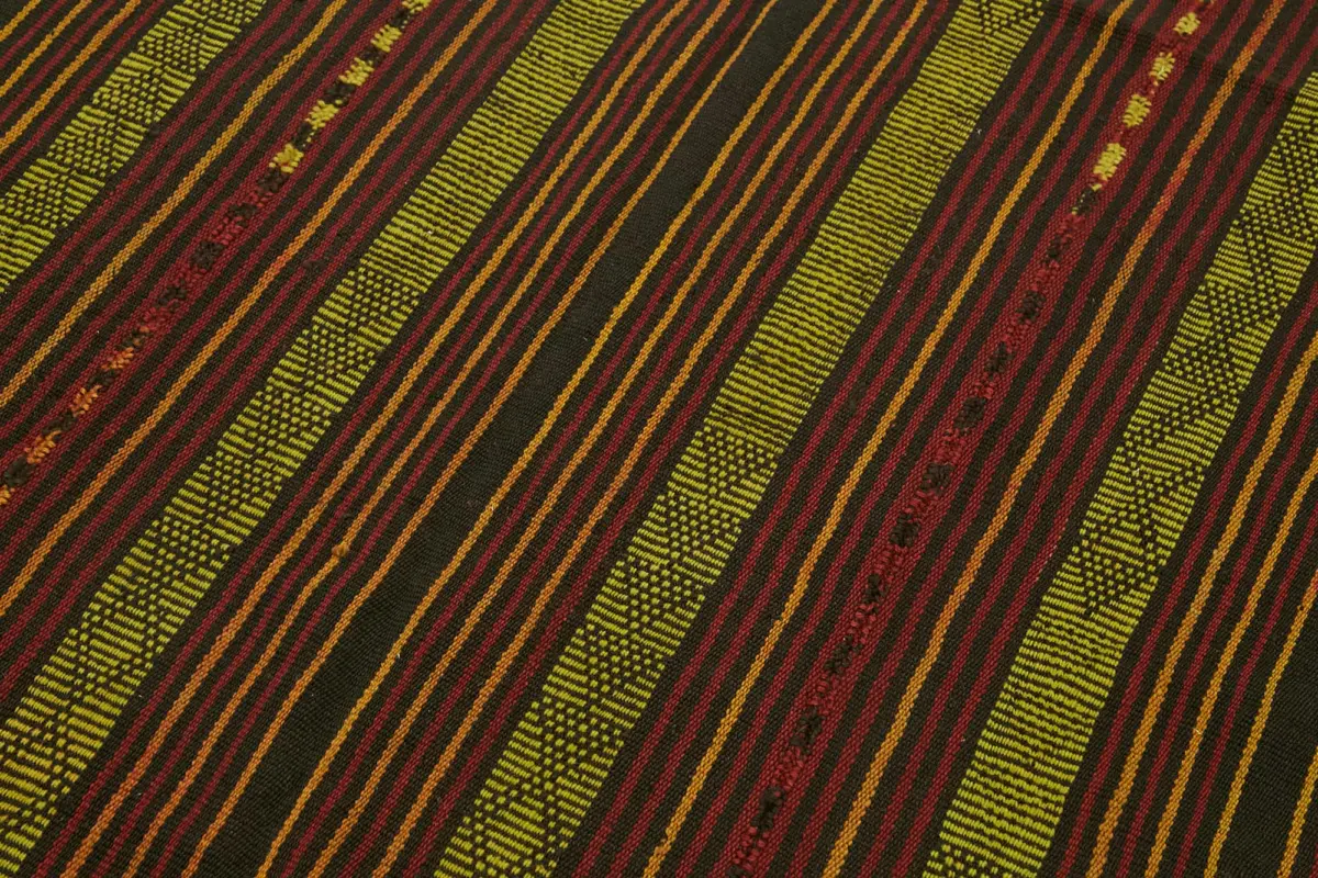 Kıl Çizgili Kahverengi Keçi Kılı İpliğinden El Dokuma Kilim-150x354 - Görsel 5