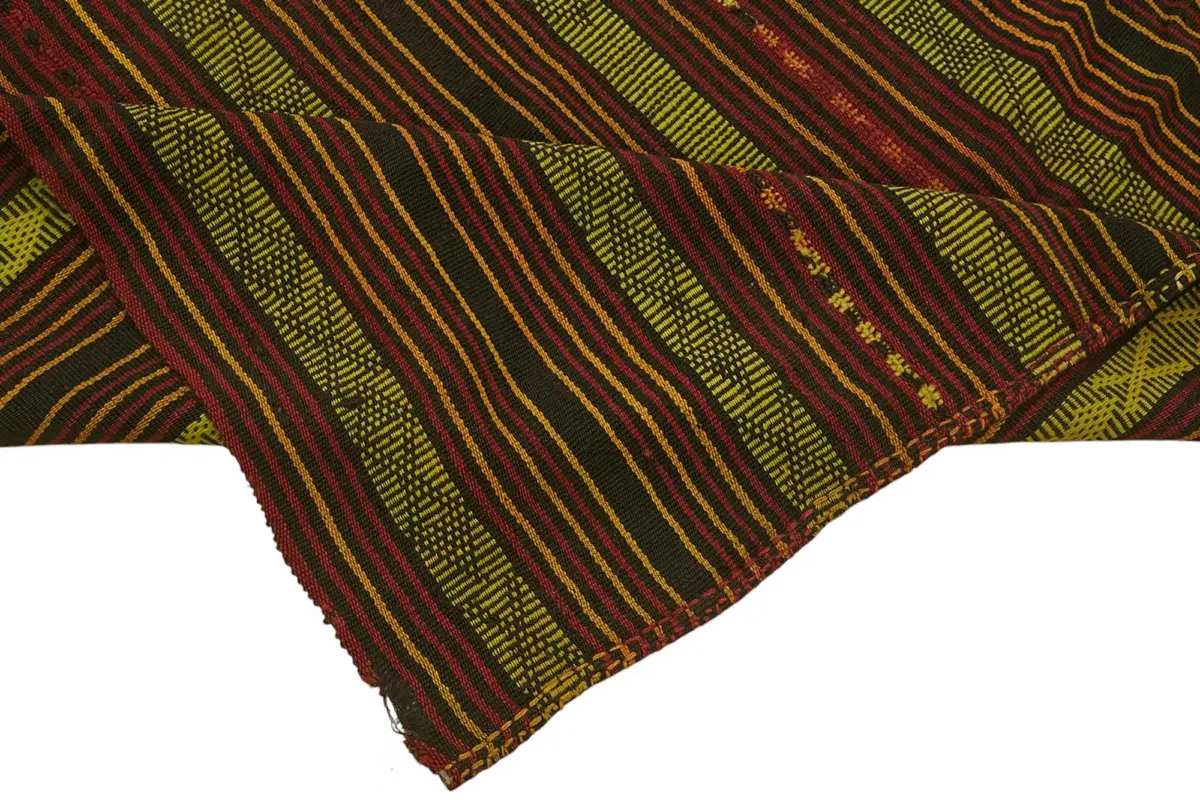 Kıl Çizgili Kahverengi Keçi Kılı İpliğinden El Dokuma Kilim-150x354 - Görsel 6