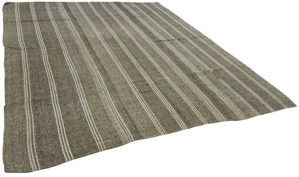Kıl Çizgili Gri Keçi Kılı İpliğinden El Dokuma Kilim-280x330 - Görsel 2