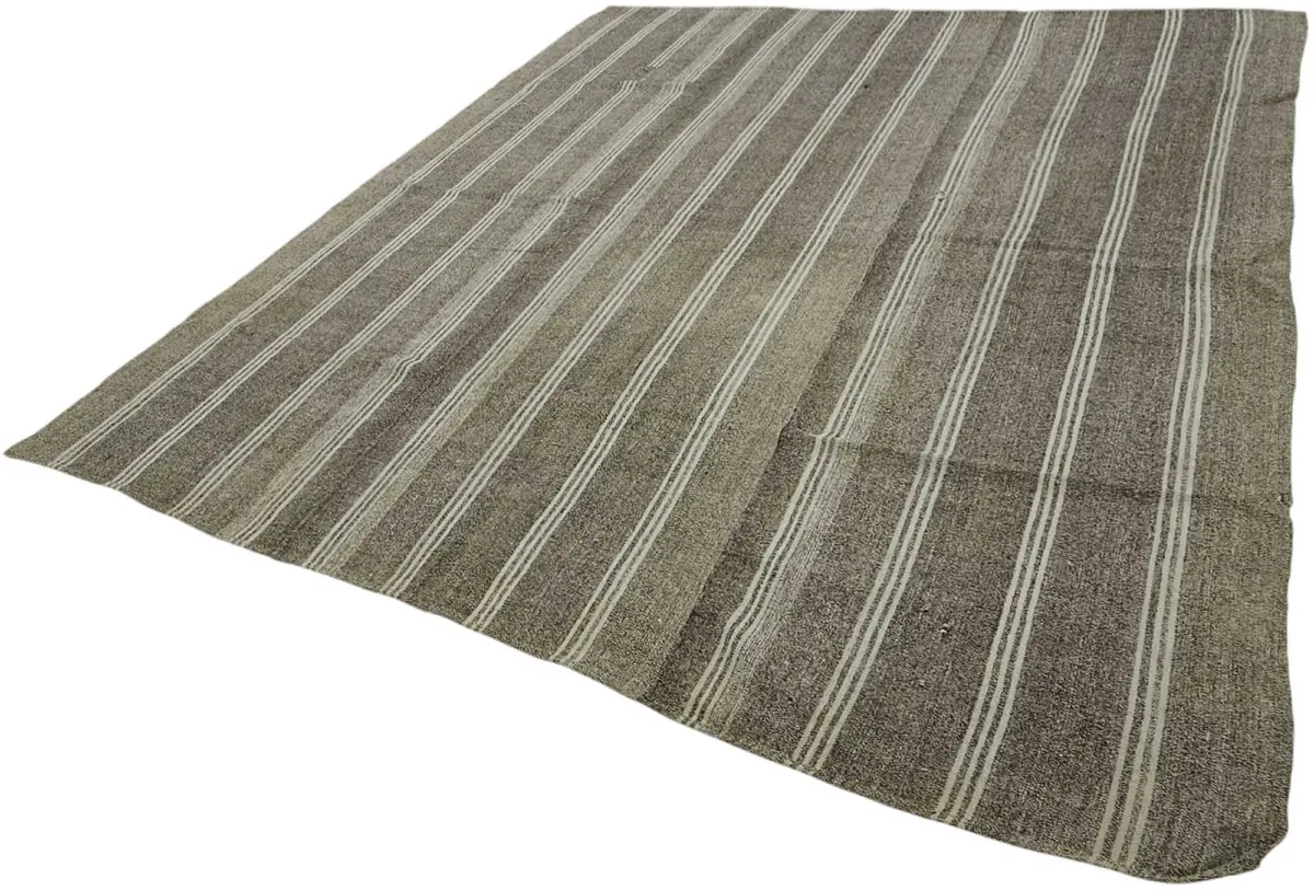 Kıl Çizgili Gri Keçi Kılı İpliğinden El Dokuma Kilim-280x330 - Görsel 3