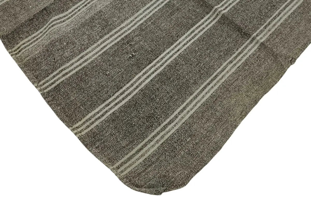 Kıl Çizgili Gri Keçi Kılı İpliğinden El Dokuma Kilim-280x330 - Görsel 4