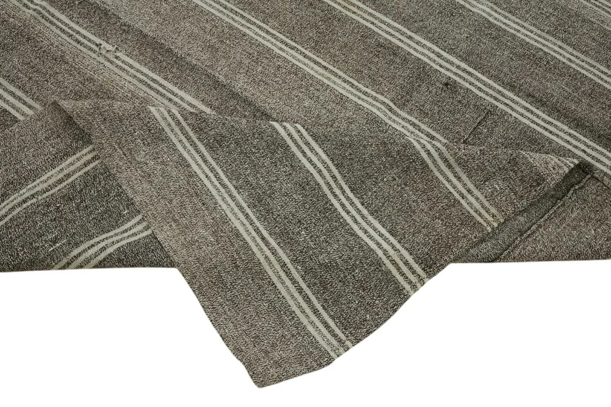 Kıl Çizgili Gri Keçi Kılı İpliğinden El Dokuma Kilim-280x330 - Görsel 6