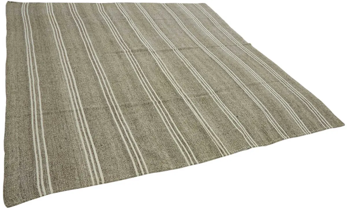 Kıl Çizgili Gri Keçi Kılı İpliğinden El Dokuma Kilim-280x318 - Görsel 2