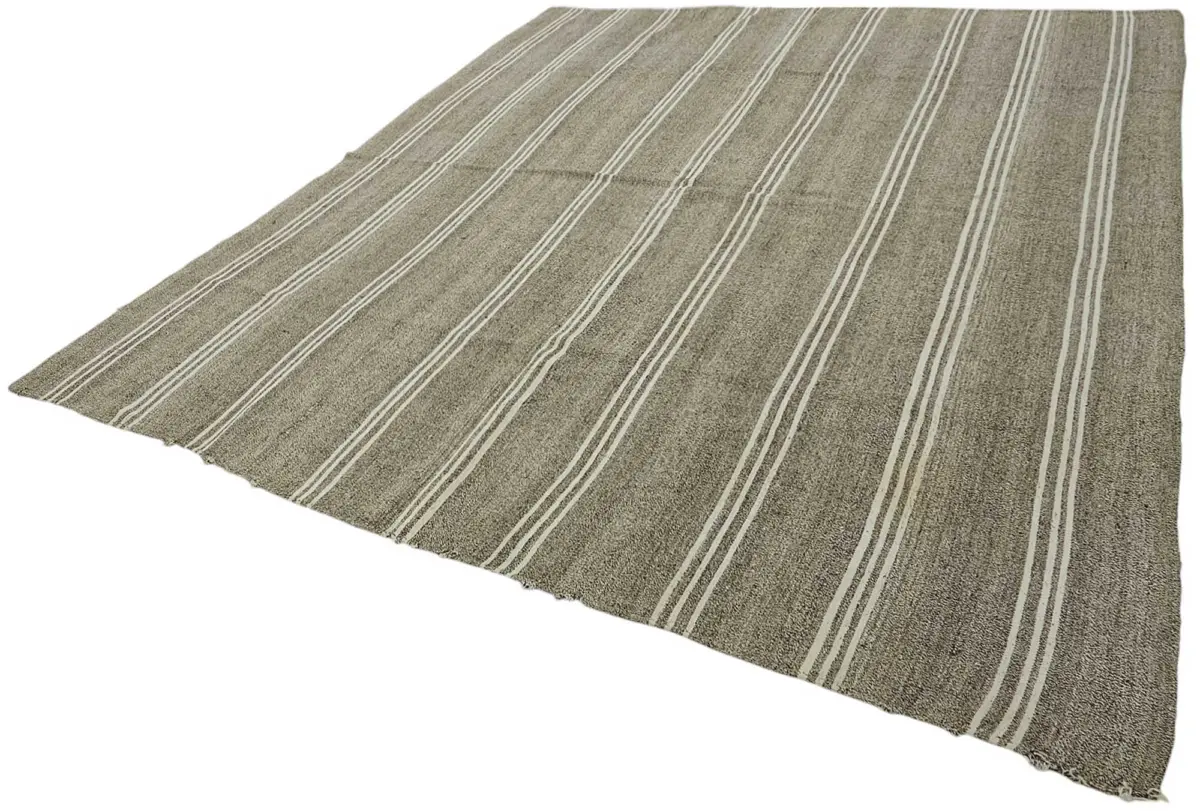 Kıl Çizgili Gri Keçi Kılı İpliğinden El Dokuma Kilim-280x318 - Görsel 3