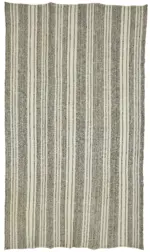 Kıl Çizgili Gri Keçi Kılı İpliğinden El Dokuma Kilim-243x412