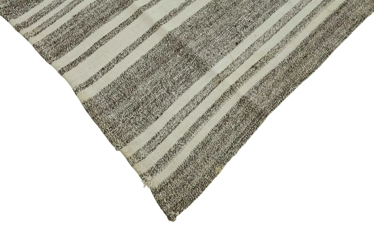 Kıl Çizgili Gri Keçi Kılı İpliğinden El Dokuma Kilim-243x412 - Görsel 4