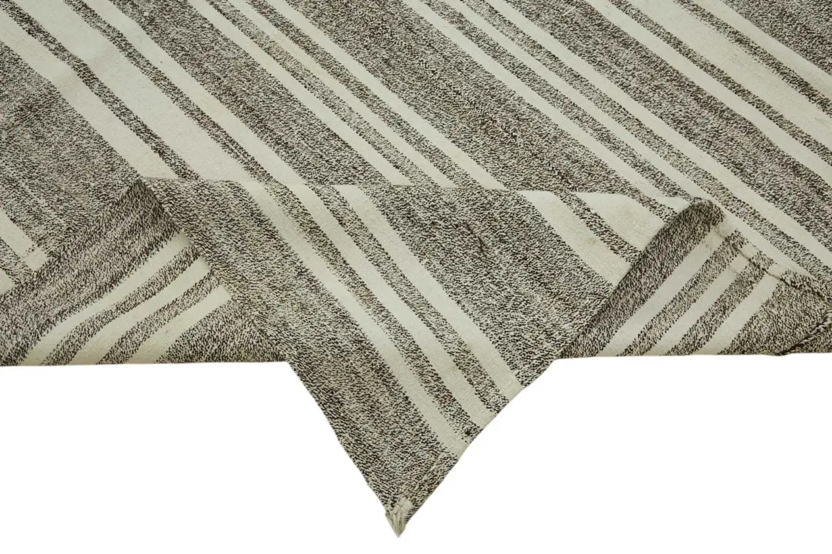 Kıl Çizgili Gri Keçi Kılı İpliğinden El Dokuma Kilim-243x412 - Görsel 6