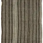 Kıl Çizgili Kahverengi Keçi Kılı İpliğinden El Dokuma Kilim-190x298