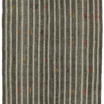 Kıl Çizgili Gri Keçi Kılı İpliğinden El Dokuma Kilim-185x222