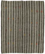 Kıl Çizgili Gri Keçi Kılı İpliğinden El Dokuma Kilim-185x222