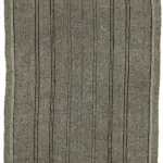 Kıl Çizgili Bej Keçi Kılı İpliğinden El Dokuma Kilim-182x240