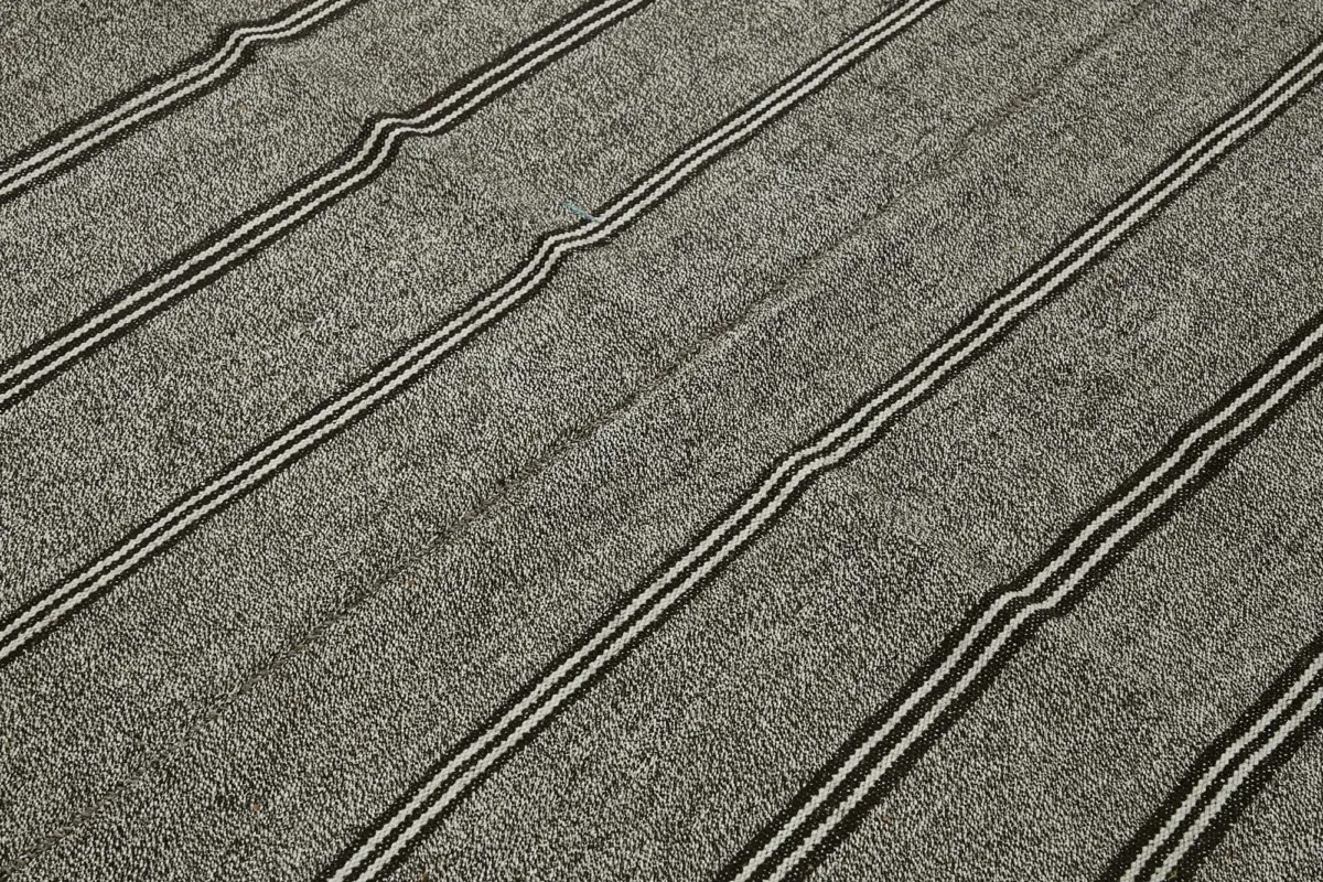 Kıl Çizgili Bej Keçi Kılı İpliğinden El Dokuma Kilim-182x240 - Görsel 5