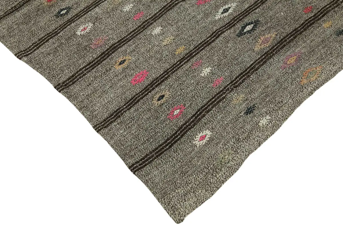 Kıl Çizgili Bej Keçi Kılı İpliğinden El Dokuma Kilim-194x324 - Görsel 4