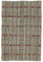 Kıl Çizgili Gri Keçi Kılı İpliğinden El Dokuma Kilim-184x282
