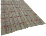 Kıl Çizgili Gri Keçi Kılı İpliğinden El Dokuma Kilim-184x282 - Görsel 2