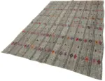 Kıl Çizgili Gri Keçi Kılı İpliğinden El Dokuma Kilim-184x282 - Görsel 3