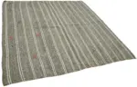 Kıl Çizgili Bej Keçi Kılı İpliğinden El Dokuma Kilim-193x200 - Görsel 2