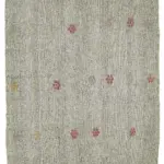 Kıl Çizgili Bej Keçi Kılı İpliğinden El Dokuma Kilim-221x268