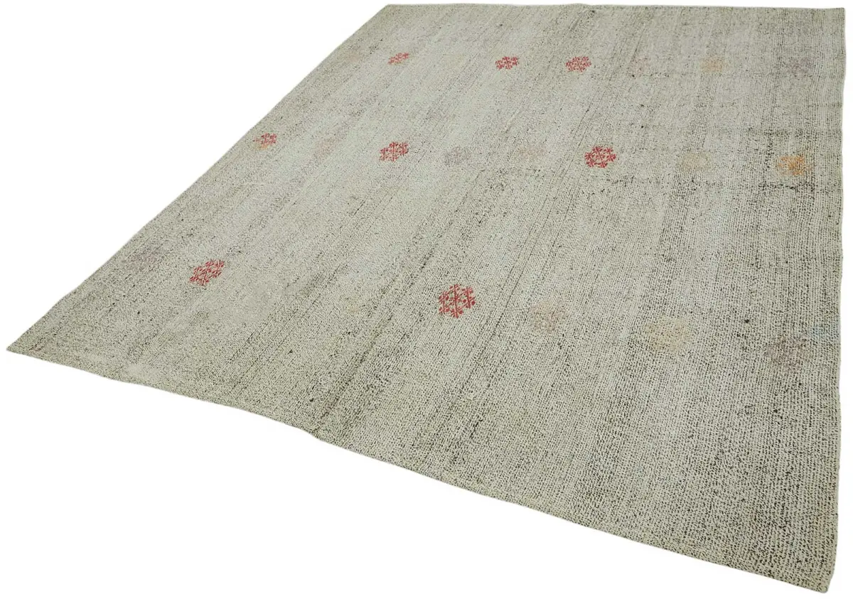 Kıl Çizgili Bej Keçi Kılı İpliğinden El Dokuma Kilim-221x268 - Görsel 3