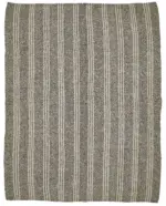 Kıl Çizgili Bej Keçi Kılı İpliğinden El Dokuma Kilim-235x305
