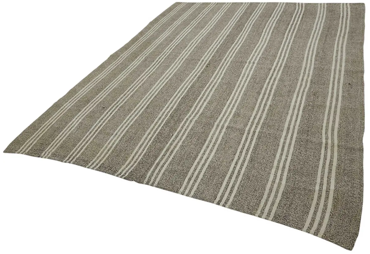 Kıl Çizgili Bej Keçi Kılı İpliğinden El Dokuma Kilim-235x305 - Görsel 3