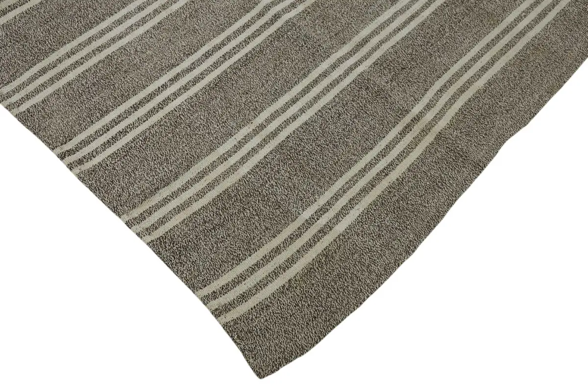 Kıl Çizgili Bej Keçi Kılı İpliğinden El Dokuma Kilim-235x305 - Görsel 4