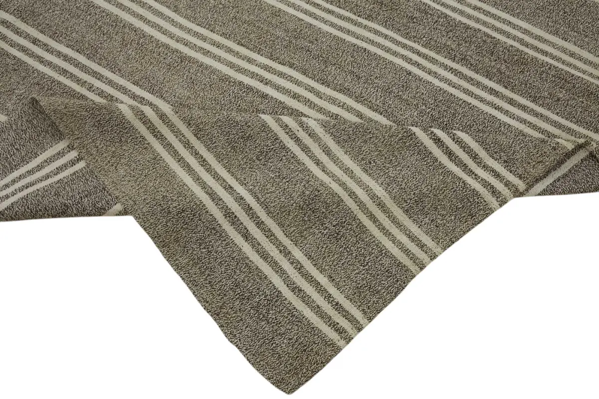 Kıl Çizgili Bej Keçi Kılı İpliğinden El Dokuma Kilim-235x305 - Görsel 6