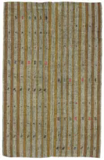 Kıl Çizgili Gri Keçi Kılı İpliğinden El Dokuma Kilim-203x317