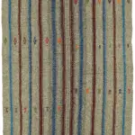 Kıl Çizgili Gri Keçi Kılı İpliğinden El Dokuma Kilim-206x255