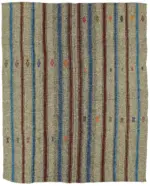 Kıl Çizgili Gri Keçi Kılı İpliğinden El Dokuma Kilim-206x255