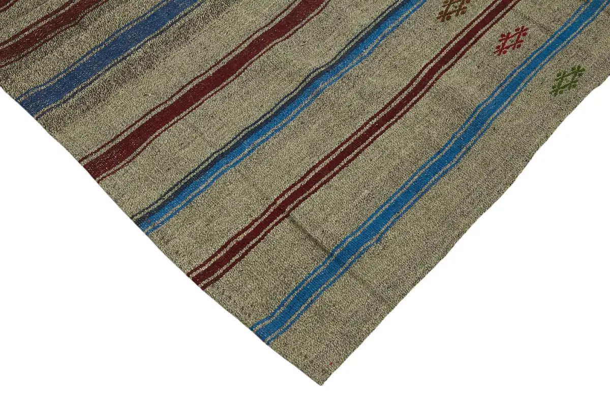 Kıl Çizgili Gri Keçi Kılı İpliğinden El Dokuma Kilim-206x255 - Görsel 4