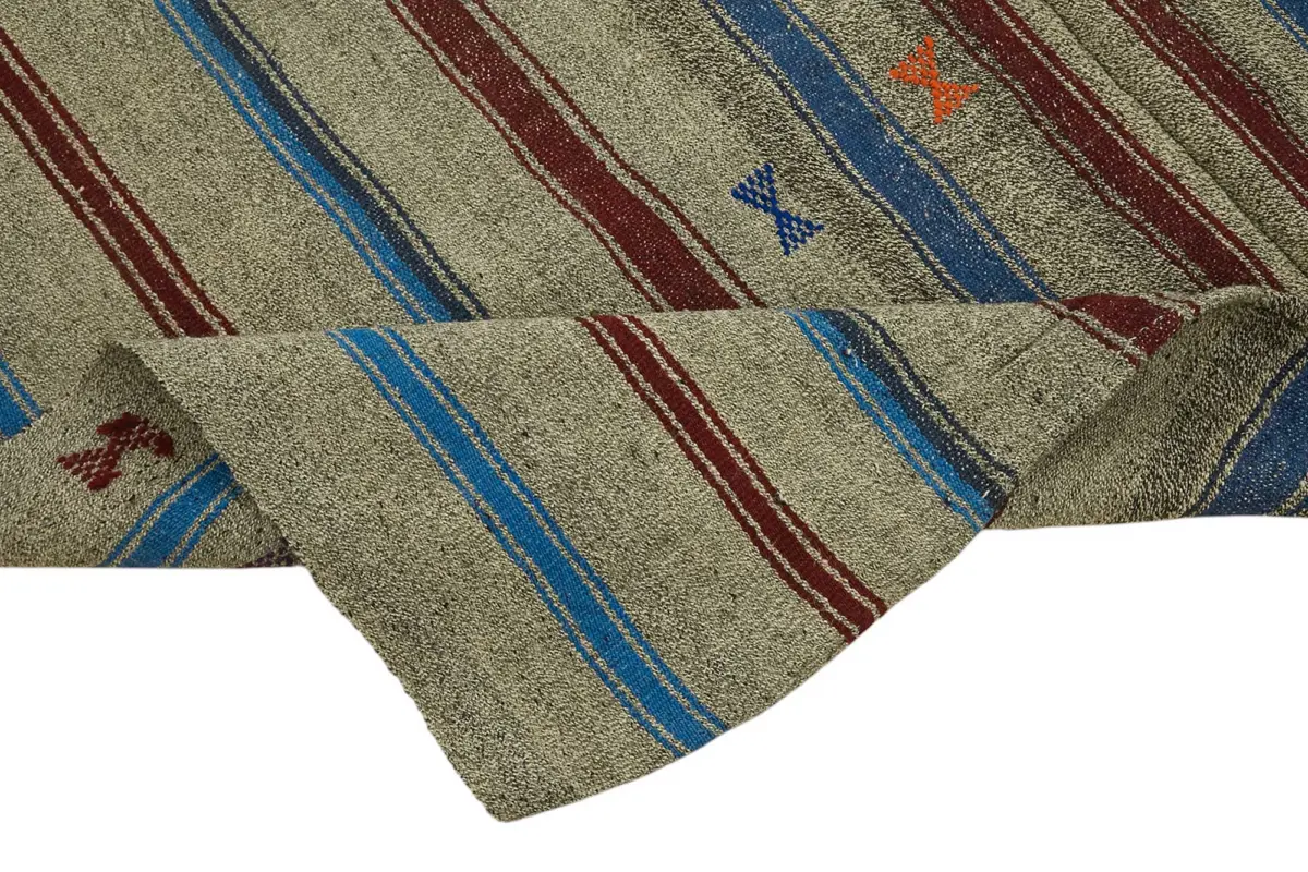 Kıl Çizgili Gri Keçi Kılı İpliğinden El Dokuma Kilim-206x255 - Görsel 6