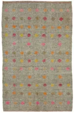 Kıl Çizgili Gri Keçi Kılı İpliğinden El Dokuma Kilim-177x280