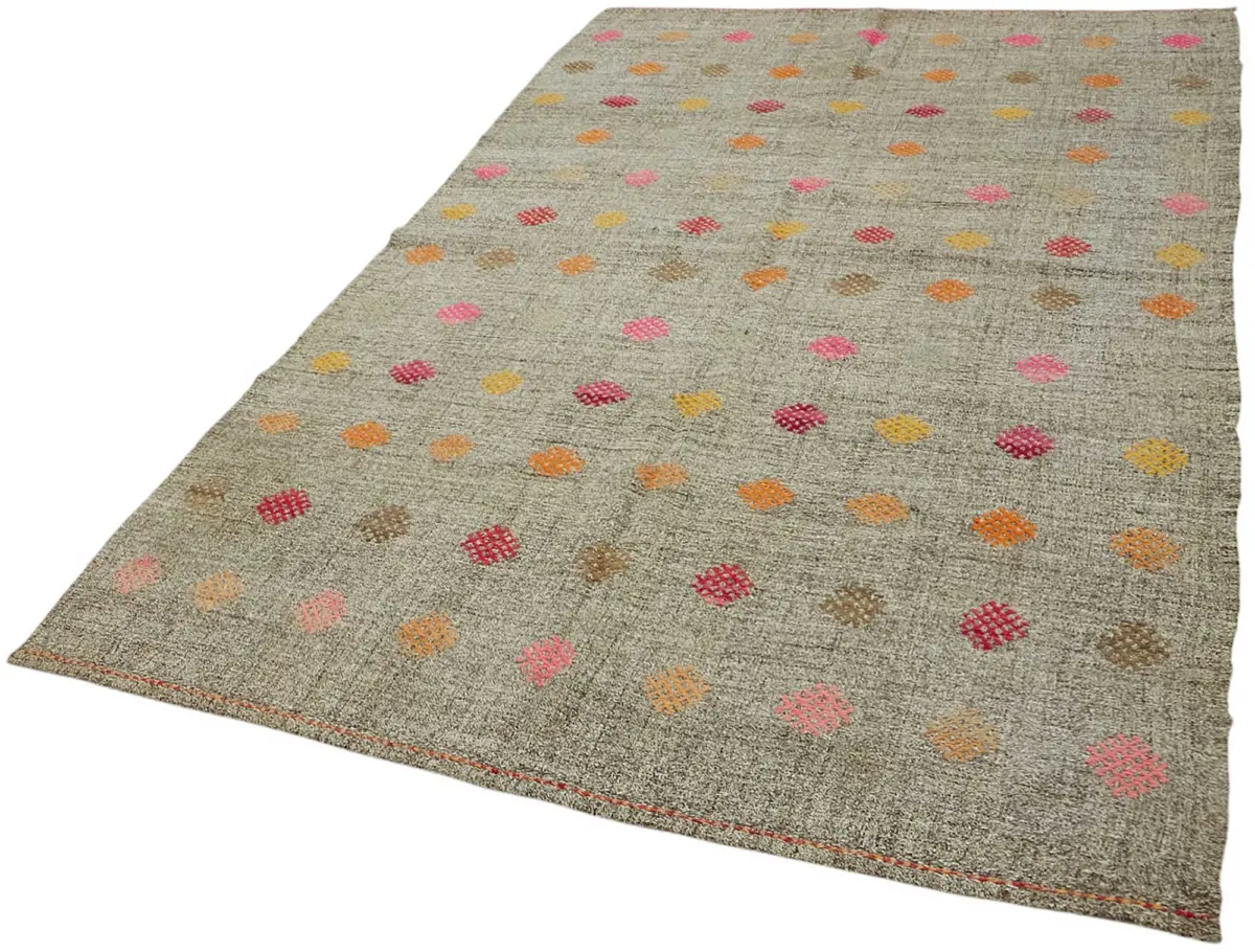 Kıl Çizgili Gri Keçi Kılı İpliğinden El Dokuma Kilim-177x280 - Görsel 3