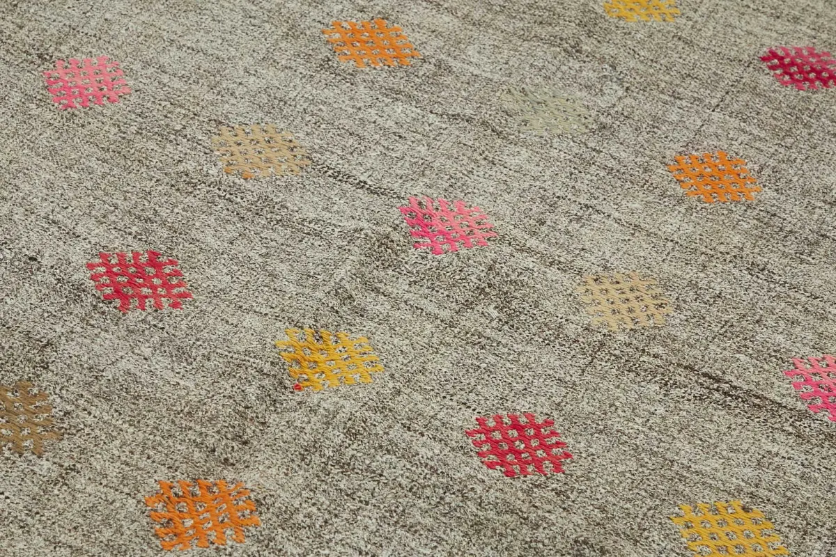 Kıl Çizgili Gri Keçi Kılı İpliğinden El Dokuma Kilim-177x280 - Görsel 5