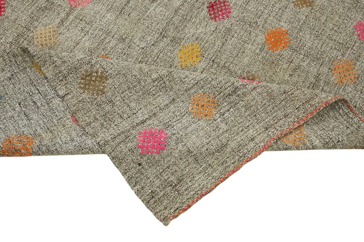 Kıl Çizgili Gri Keçi Kılı İpliğinden El Dokuma Kilim-177x280 - Görsel 6