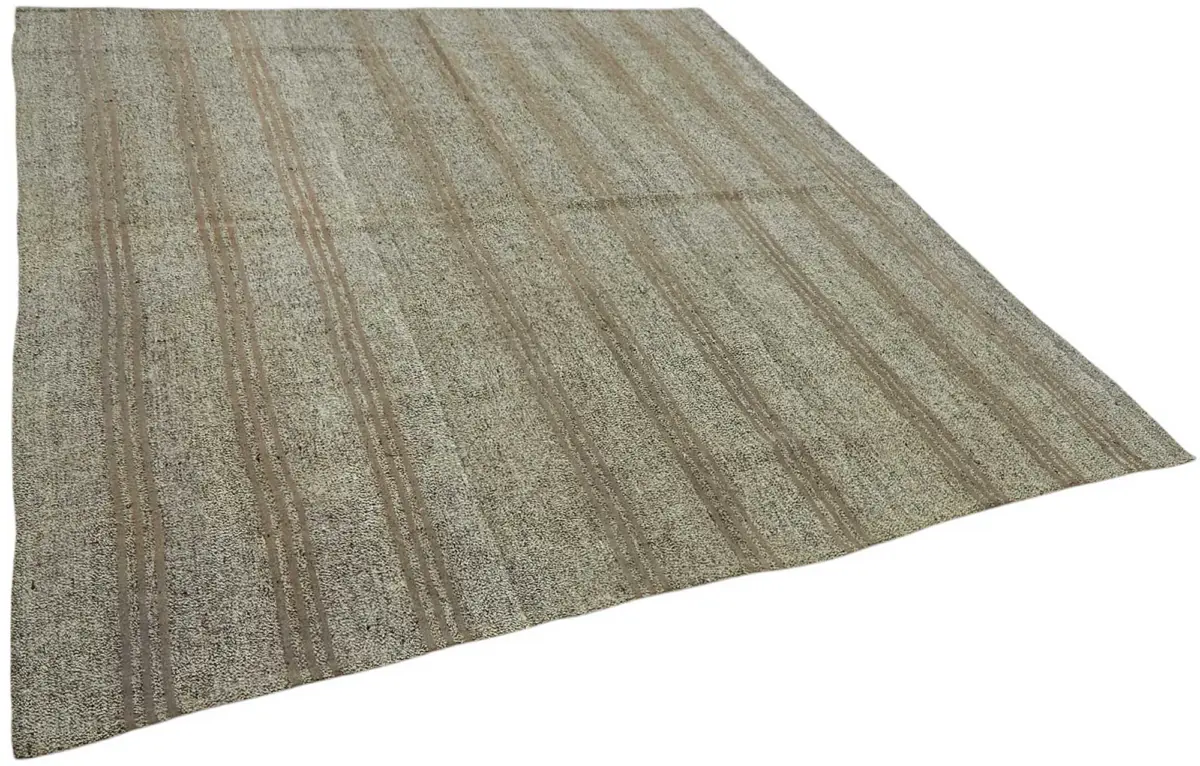 Kıl Çizgili Gri Keçi Kılı İpliğinden El Dokuma Kilim-230x245 - Görsel 2
