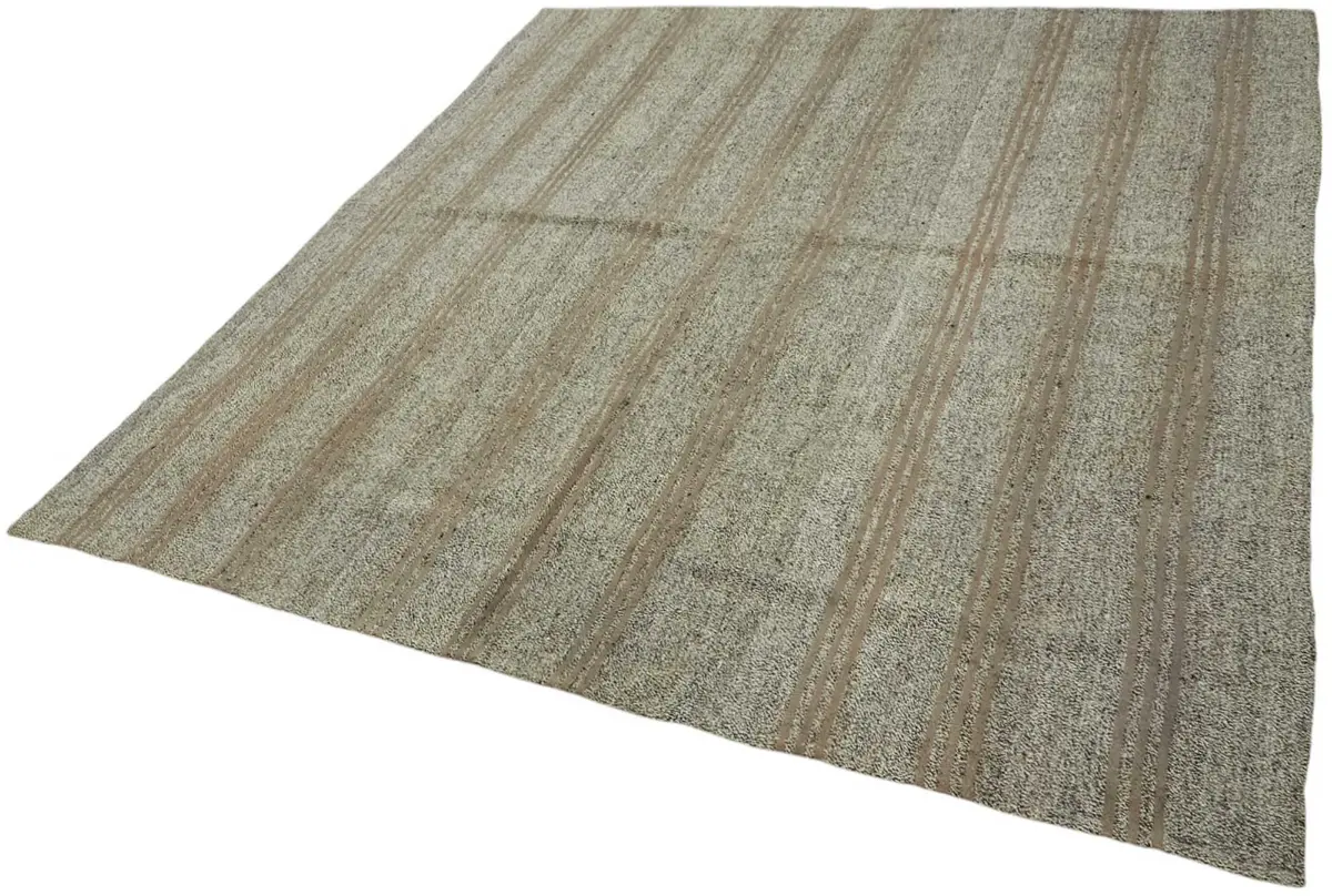 Kıl Çizgili Gri Keçi Kılı İpliğinden El Dokuma Kilim-230x245 - Görsel 3