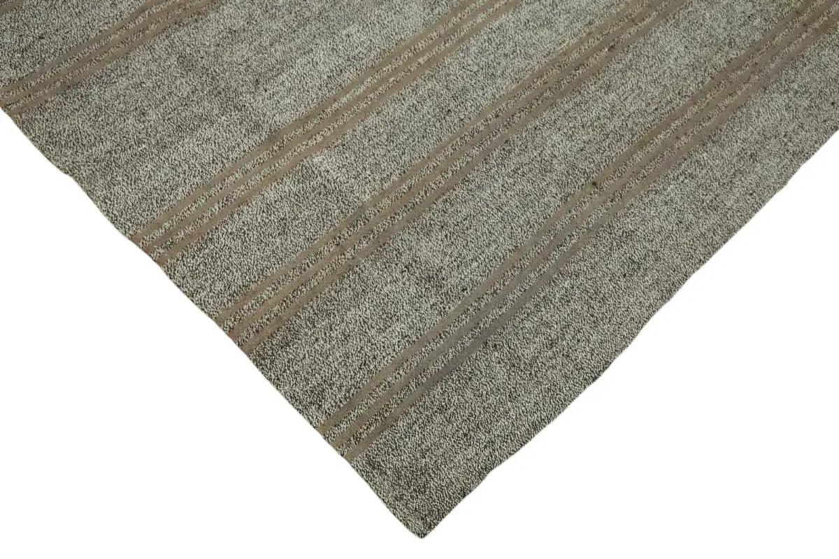 Kıl Çizgili Gri Keçi Kılı İpliğinden El Dokuma Kilim-230x245 - Görsel 4